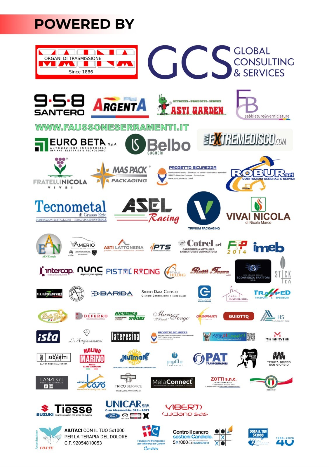 Elenco completo degli sponsor del Memorial ASEL Race 2026